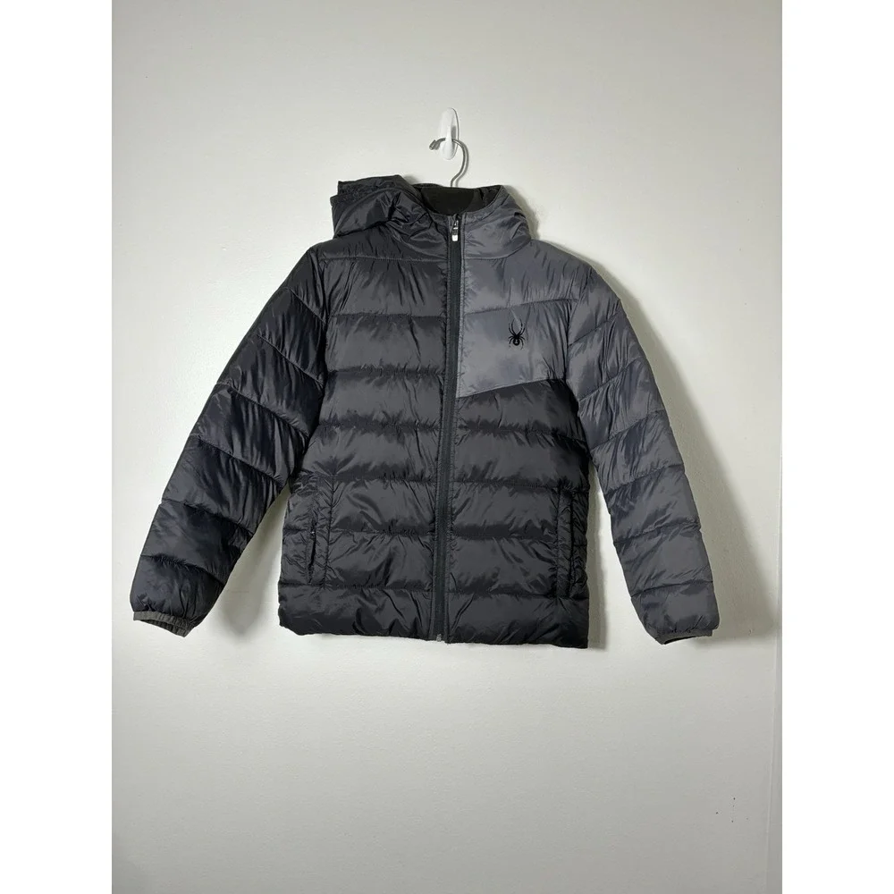 Spyder Puffer Coat Boys Large 14/16 Black Outdoor School Winter